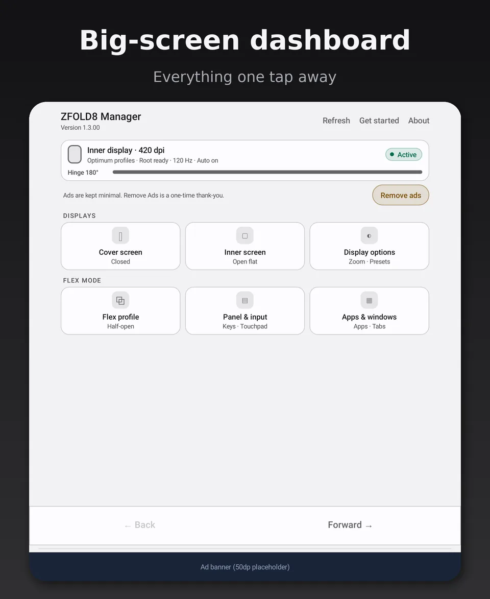 Inner screen home: everything one tap away